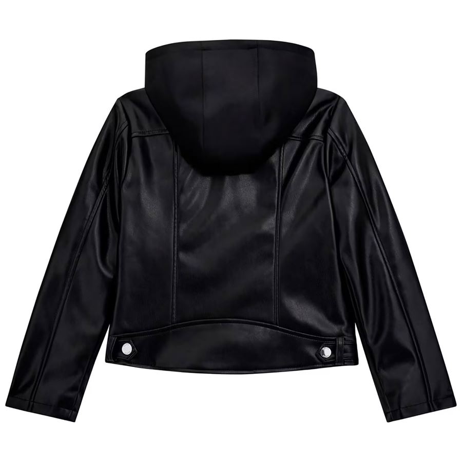 Pu Hooded Ls Jacket W/Zip Guess Kids | J4YL03/WAEI0JBLK